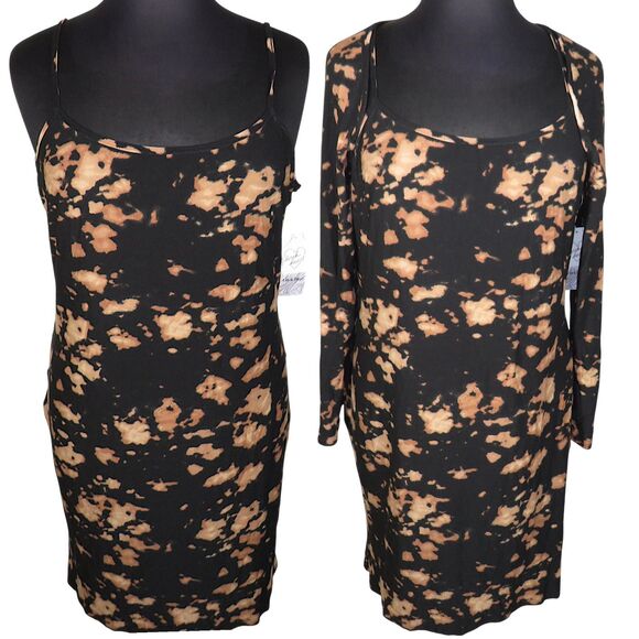 Derek Heart Vintage Bleach Tie Dye Bodycon Dress With Shrug Plus 3X - Picture 1 of 15